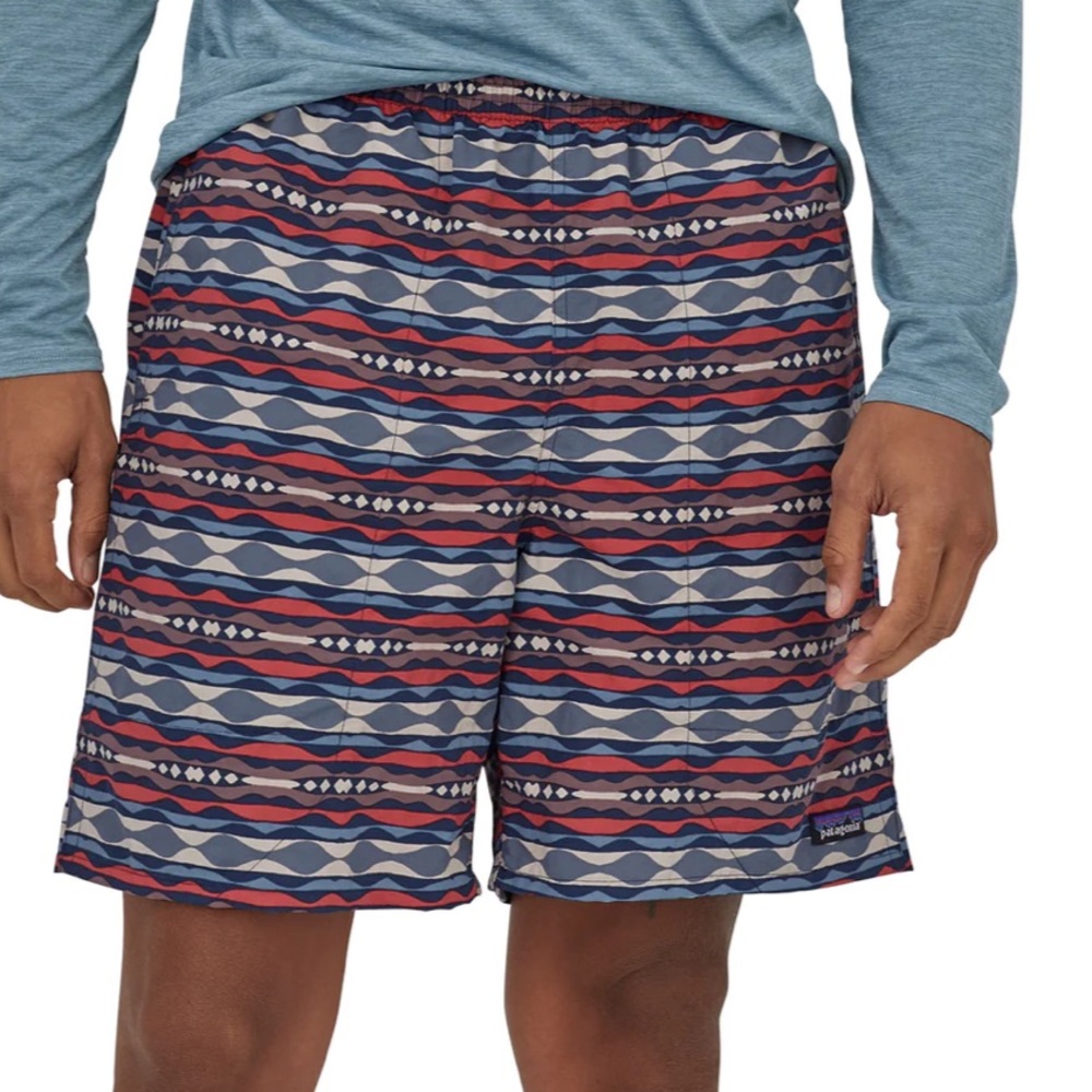 NWT Patagonia Baggies Longs 7” Shorts in Coast Highway Multi: Sumac Red - Picture 2 of 6